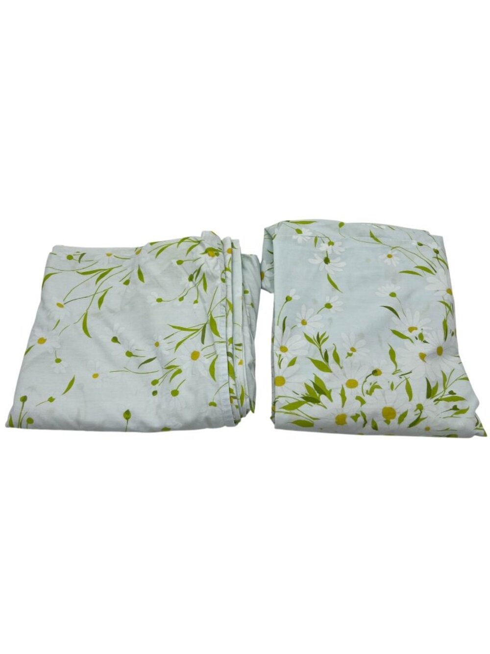 Vintage Morgan Jones Floral Daisies Blue Twin Fitted & Flat Sheet Set